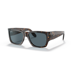 Sunglasses with tortoiseshell frame and dark lenses on a white background Polished Tortoise + Blue