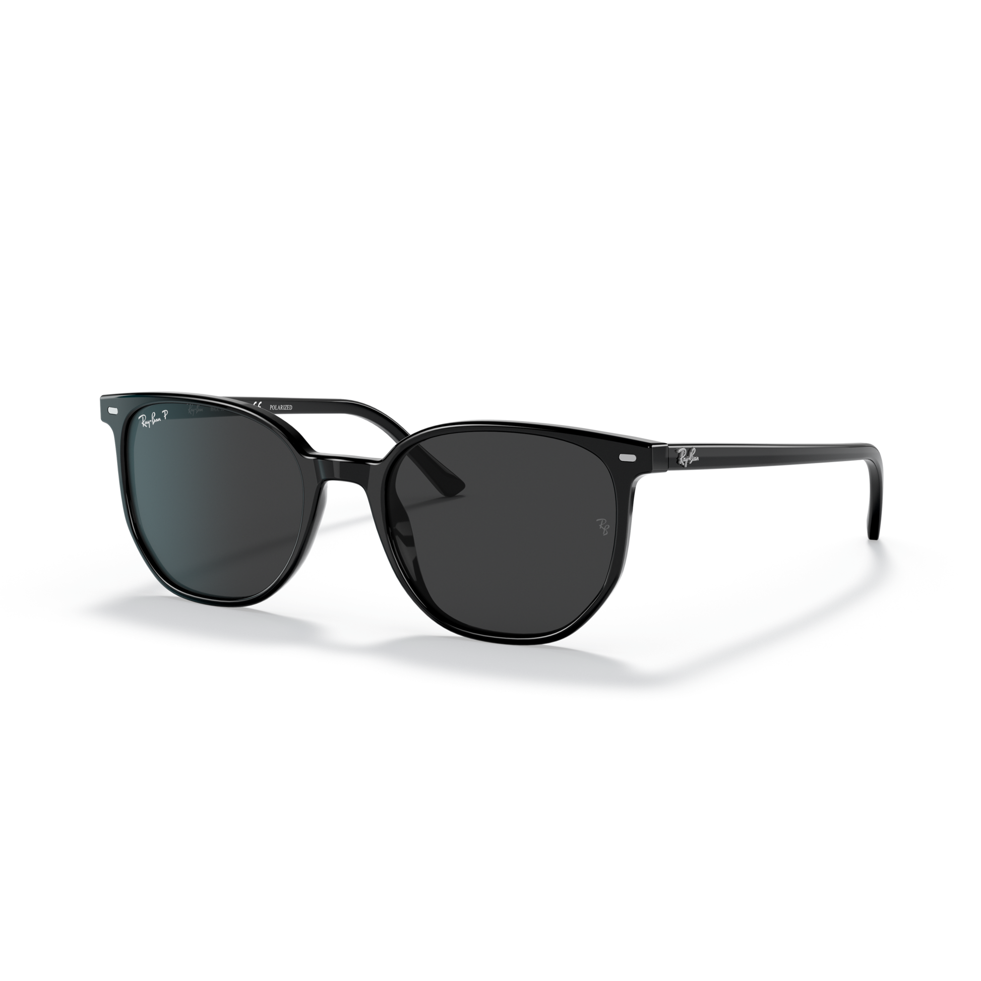 Black sunglasses with a clear background Polished Black + Black Polarised