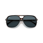 Aviator sunglasses with dark lenses on a white background Polished Havana + Blue