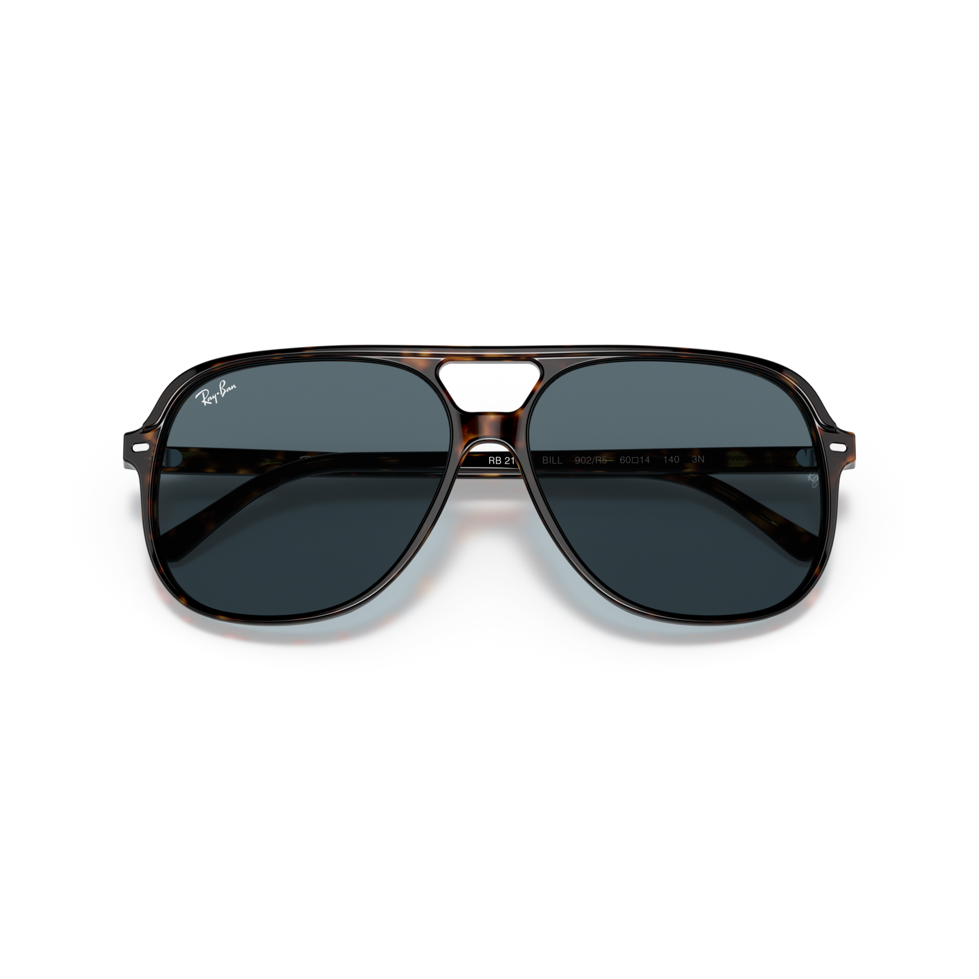 Aviator sunglasses with dark lenses on a white background Polished Havana + Blue