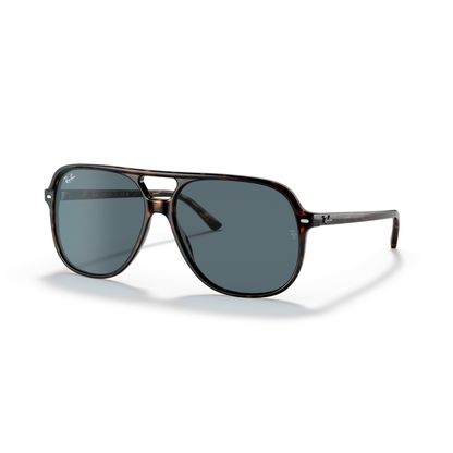 Aviator sunglasses with dark lenses on a white background Polished Havana + Blue