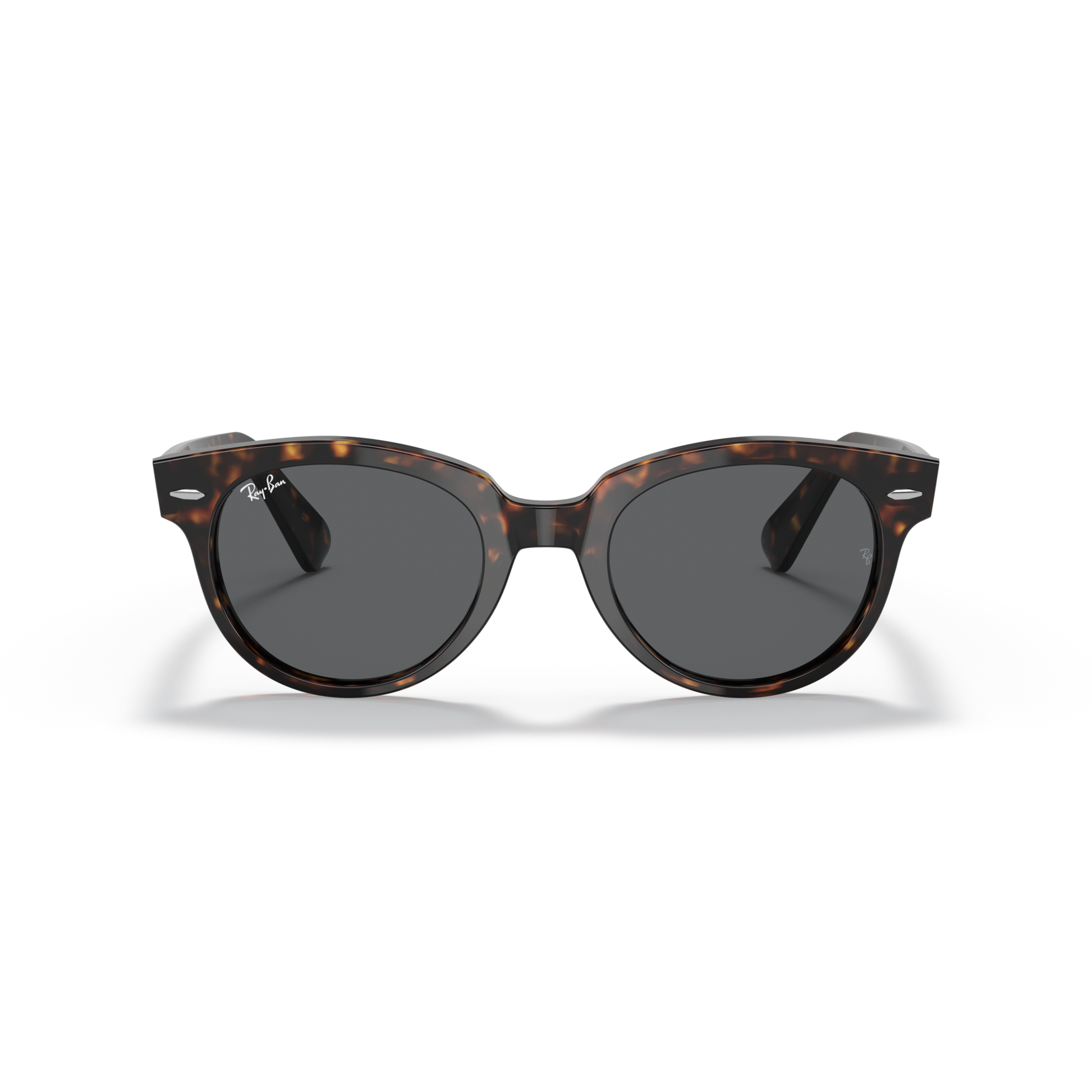 Sunglasses with tortoiseshell frame and dark lenses on a white background Polished Tortoise + Dark Grey