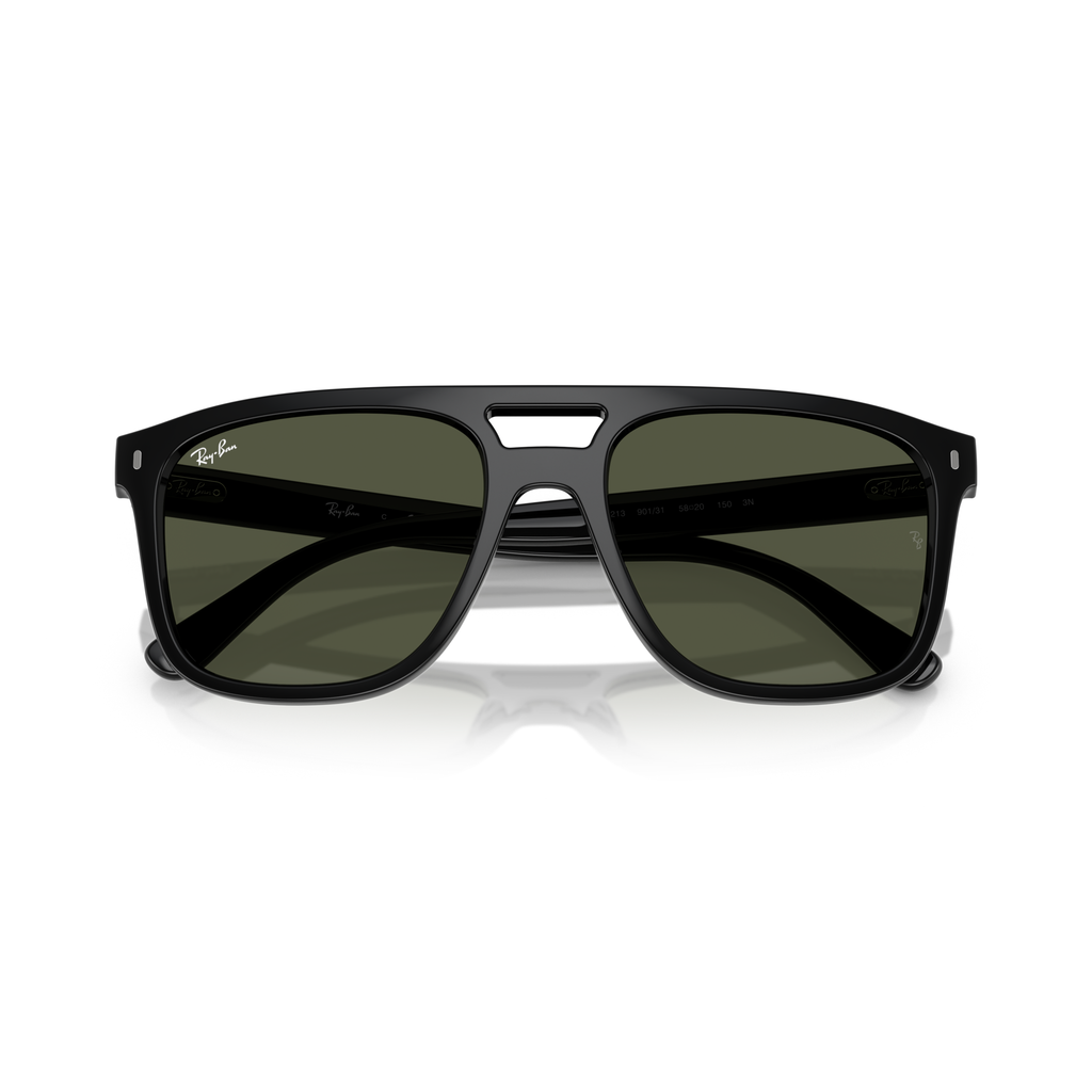 Black sunglasses with dark lenses on a white background Polished Black + G-15 Green