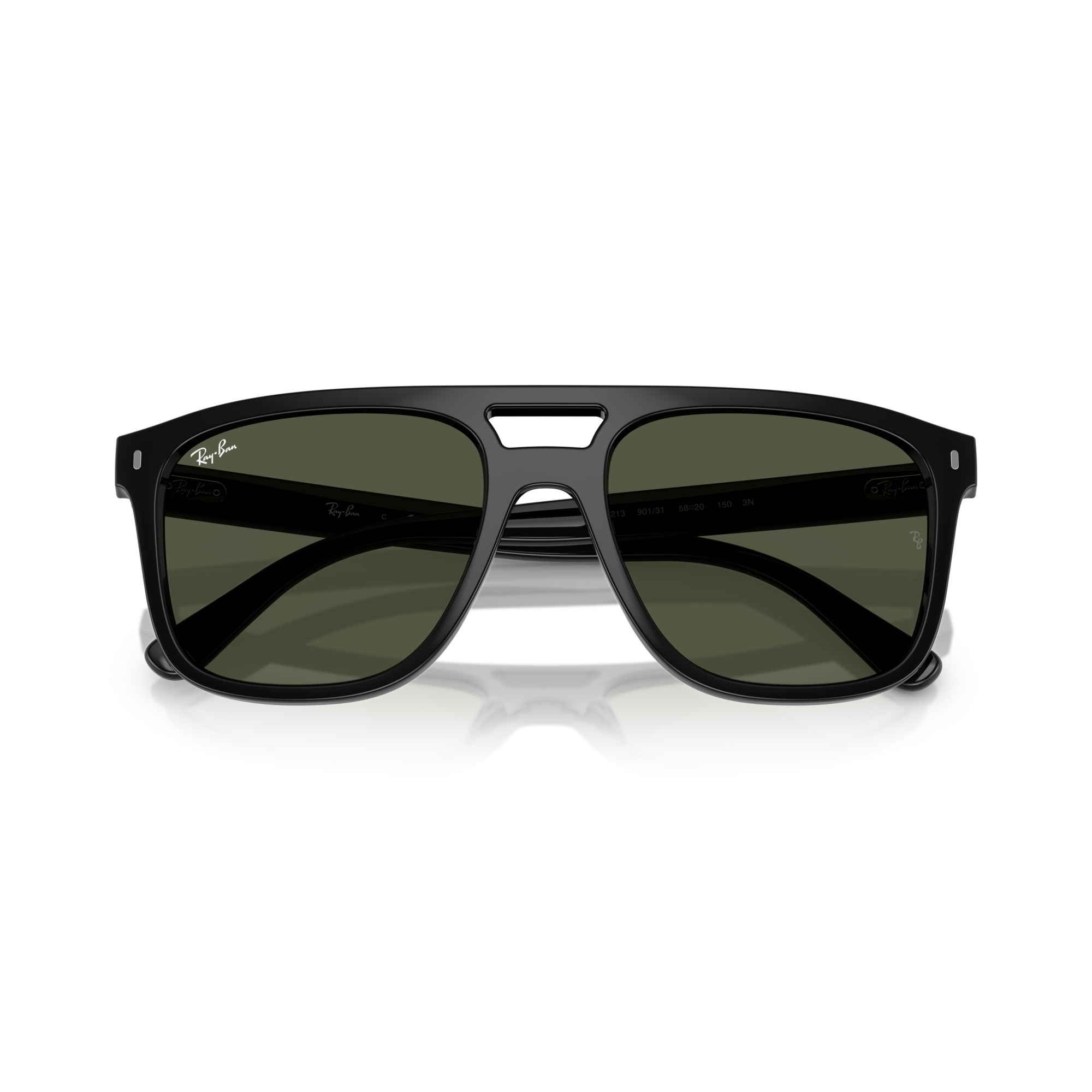 Black sunglasses with dark lenses on a white background Polished Black + G-15 Green