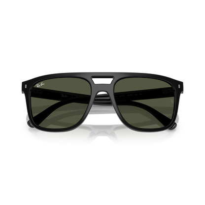 Black sunglasses with dark lenses on a white background Polished Black + G-15 Green