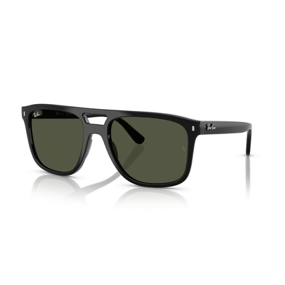 Black sunglasses with a reflective surface on a white background Polished Black + G-15 Green