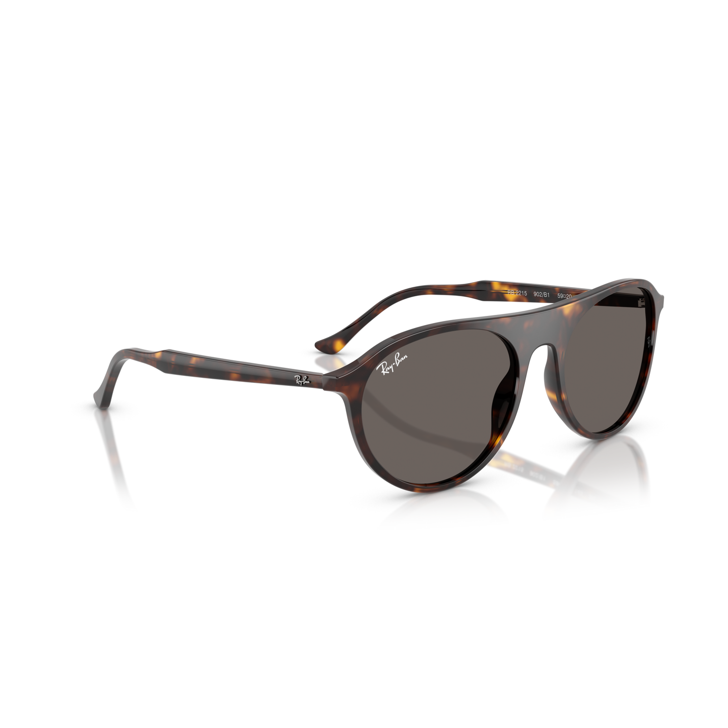 Sunglasses with tortoiseshell frame and dark lenses on a white background Polished Havana + Dark Grey