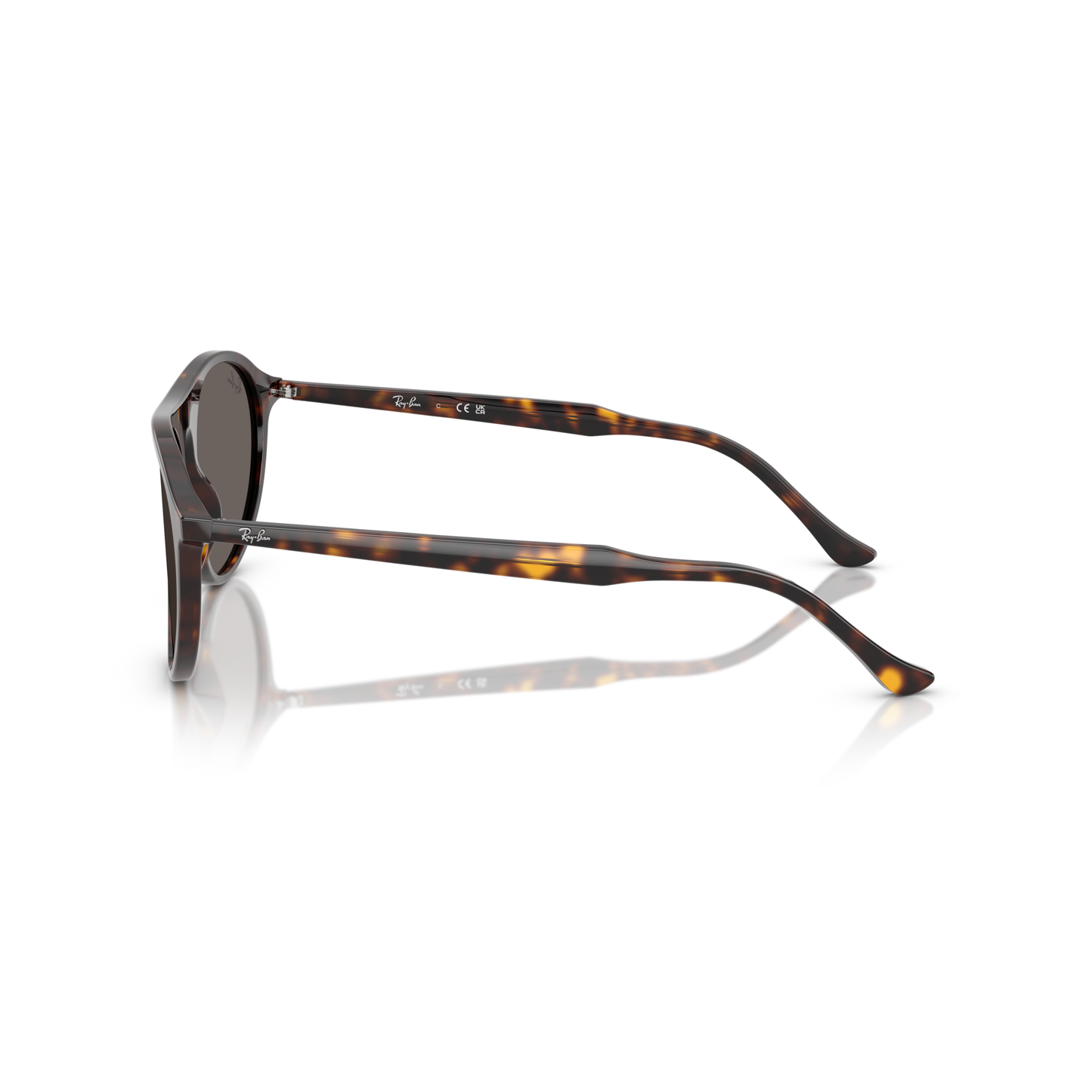 Tortoiseshell sunglasses with a reflective surface on a white background Polished Havana + Dark Grey