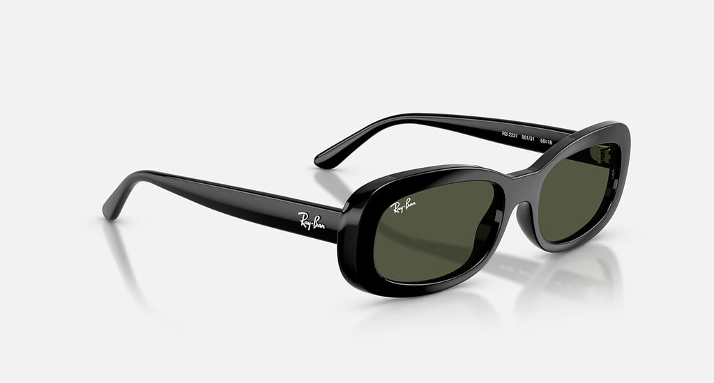 Ray-Ban RB2221 Sunglasses - Velocity 21 Polished Black + Green