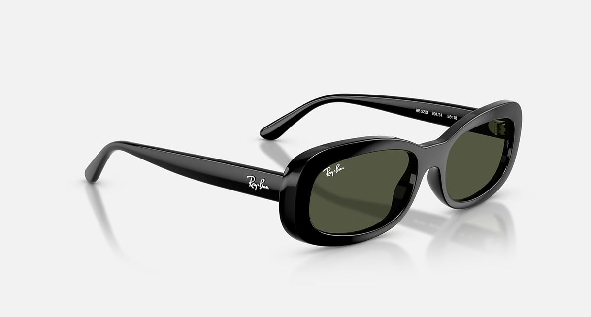 Ray-Ban RB2221 Sunglasses - Velocity 21 Polished Black + Green