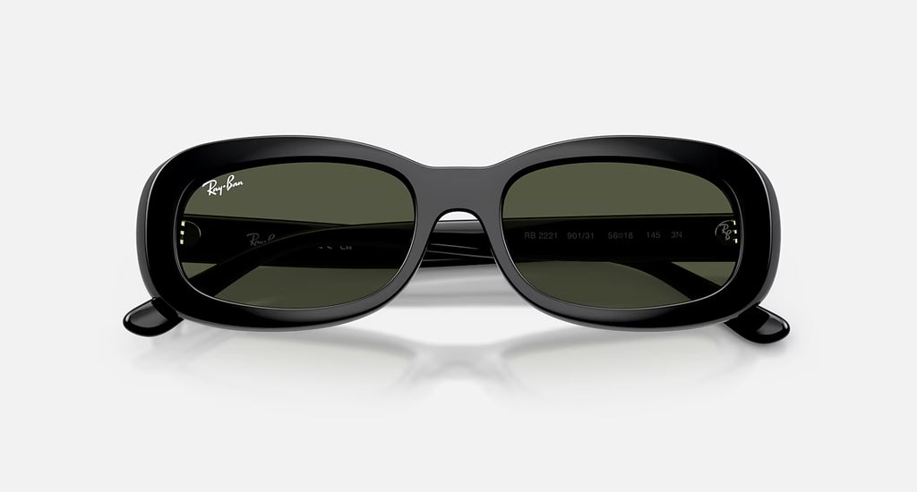 Ray-Ban RB2221 Sunglasses - Velocity 21 Polished Black + Green