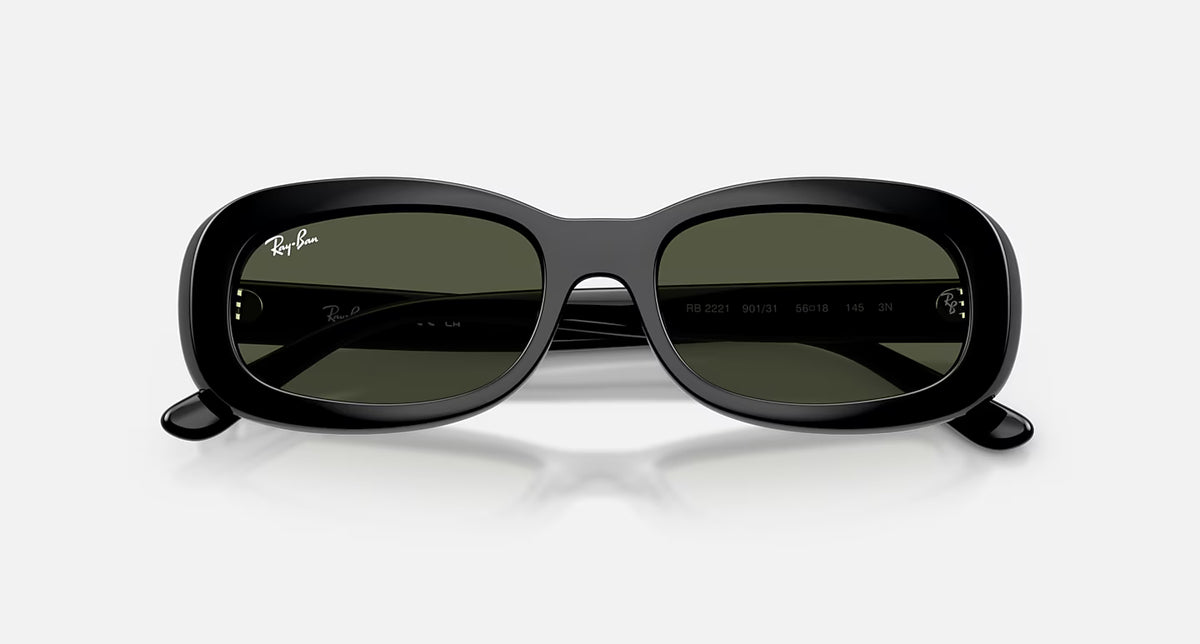 Ray-Ban RB2221 Sunglasses - Velocity 21 Polished Black + Green