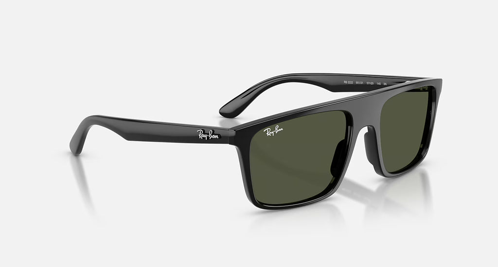 Ray-Ban RB2222 Sunglasses - Velocity 21 Polished Black + Green