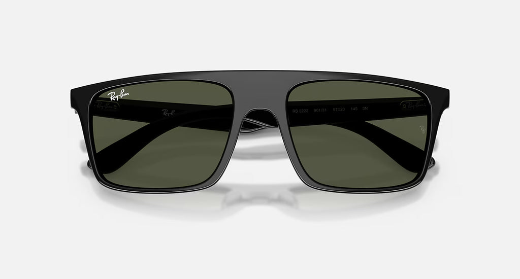 Ray-Ban RB2222 Sunglasses - Velocity 21 Polished Black + Green