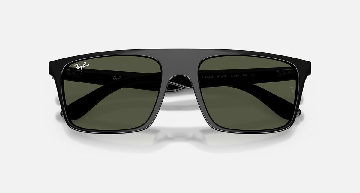 Ray-Ban RB2222 Sunglasses - Velocity 21 Polished Black + Green