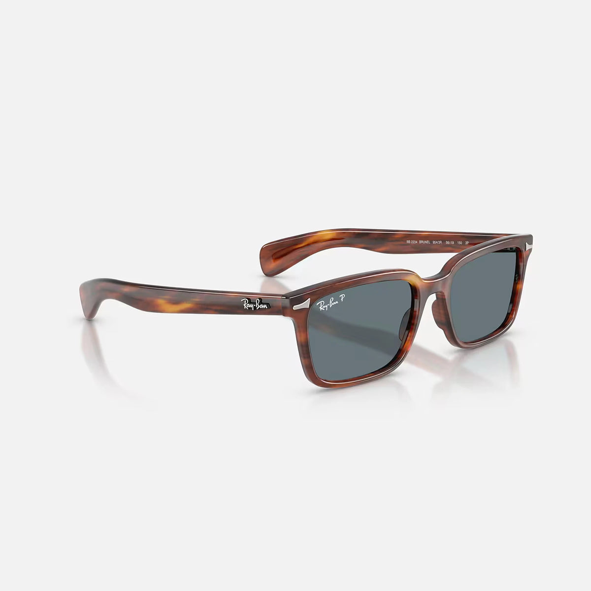 Ray-Ban Brunel Sunglasses - Velocity 21 Polished Striped Havana + Dark Blue