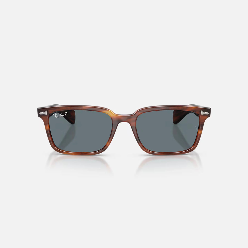 Ray-Ban Brunel Sunglasses - Velocity 21 Polished Striped Havana + Dark Blue