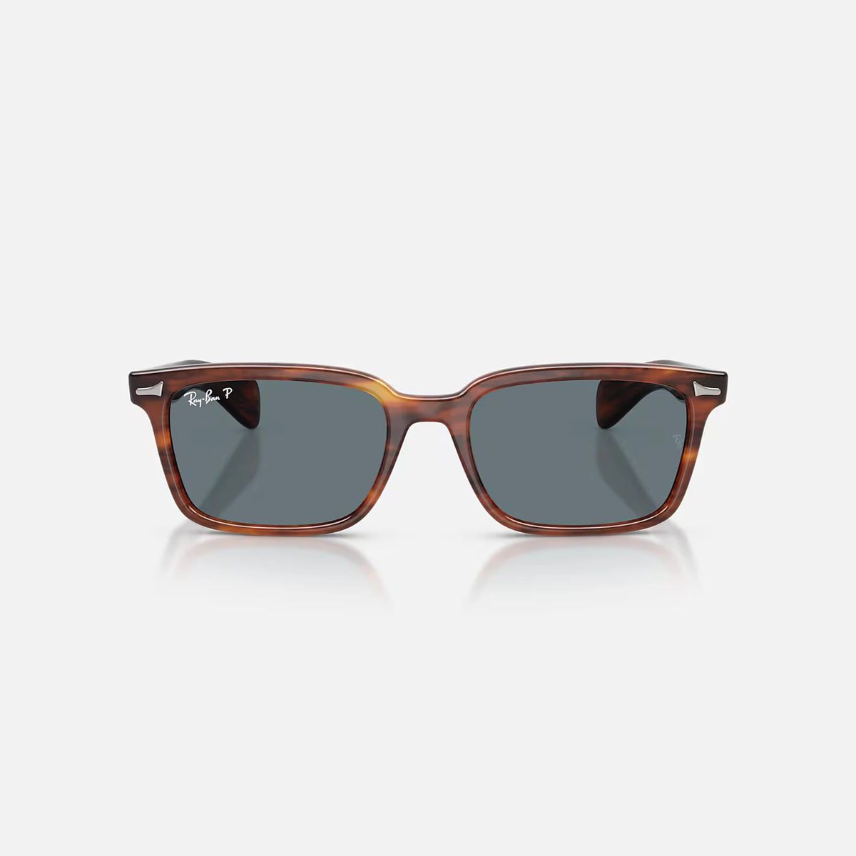 Ray-Ban Brunel Sunglasses - Velocity 21 Polished Striped Havana + Dark Blue