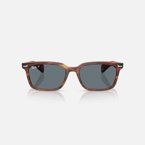 Ray-Ban Brunel Sunglasses - Velocity 21 Polished Striped Havana + Dark Blue