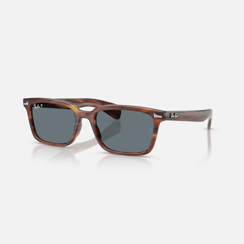Ray-Ban Brunel Sunglasses - Velocity 21 Polished Striped Havana + Dark Blue