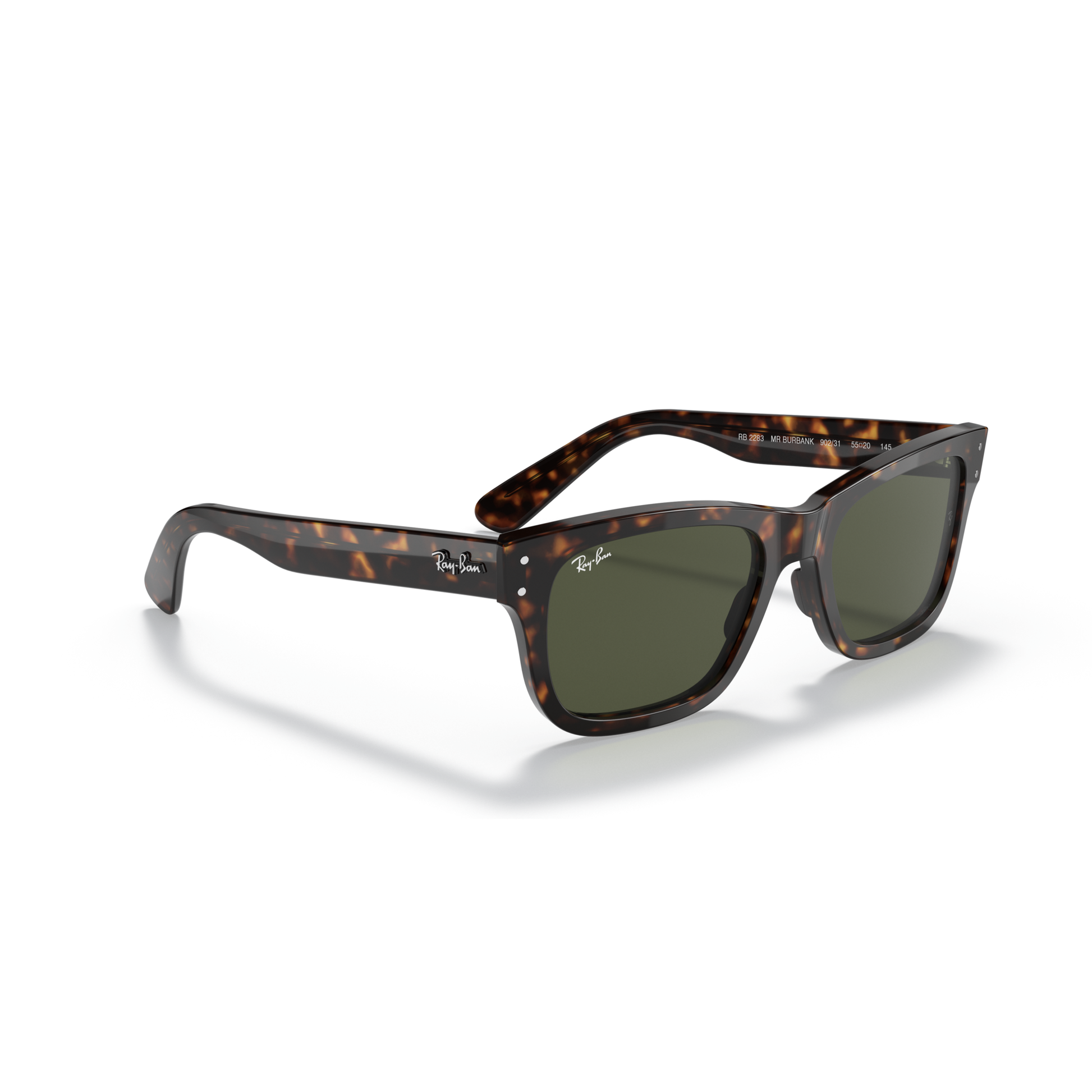 Tortoiseshell sunglasses with green lenses on a white background Polished Havana + G-15 Green
