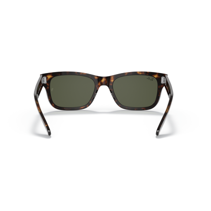 Tortoiseshell sunglasses with dark lenses on a white background Polished Havana + G-15 Green