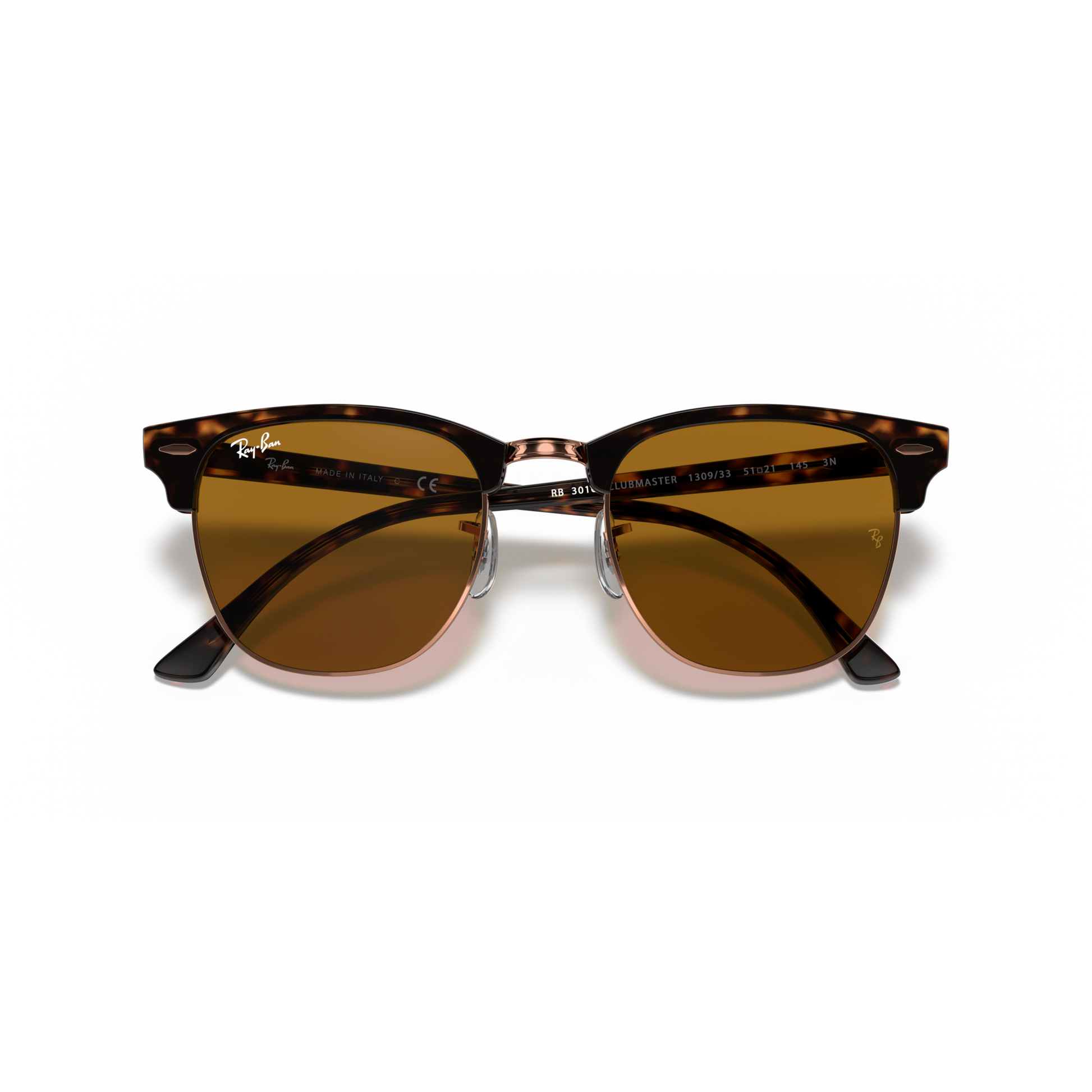 Pair of sunglasses with brown lenses and tortoiseshell frame on a white background Polished Havana + B-15 Brown