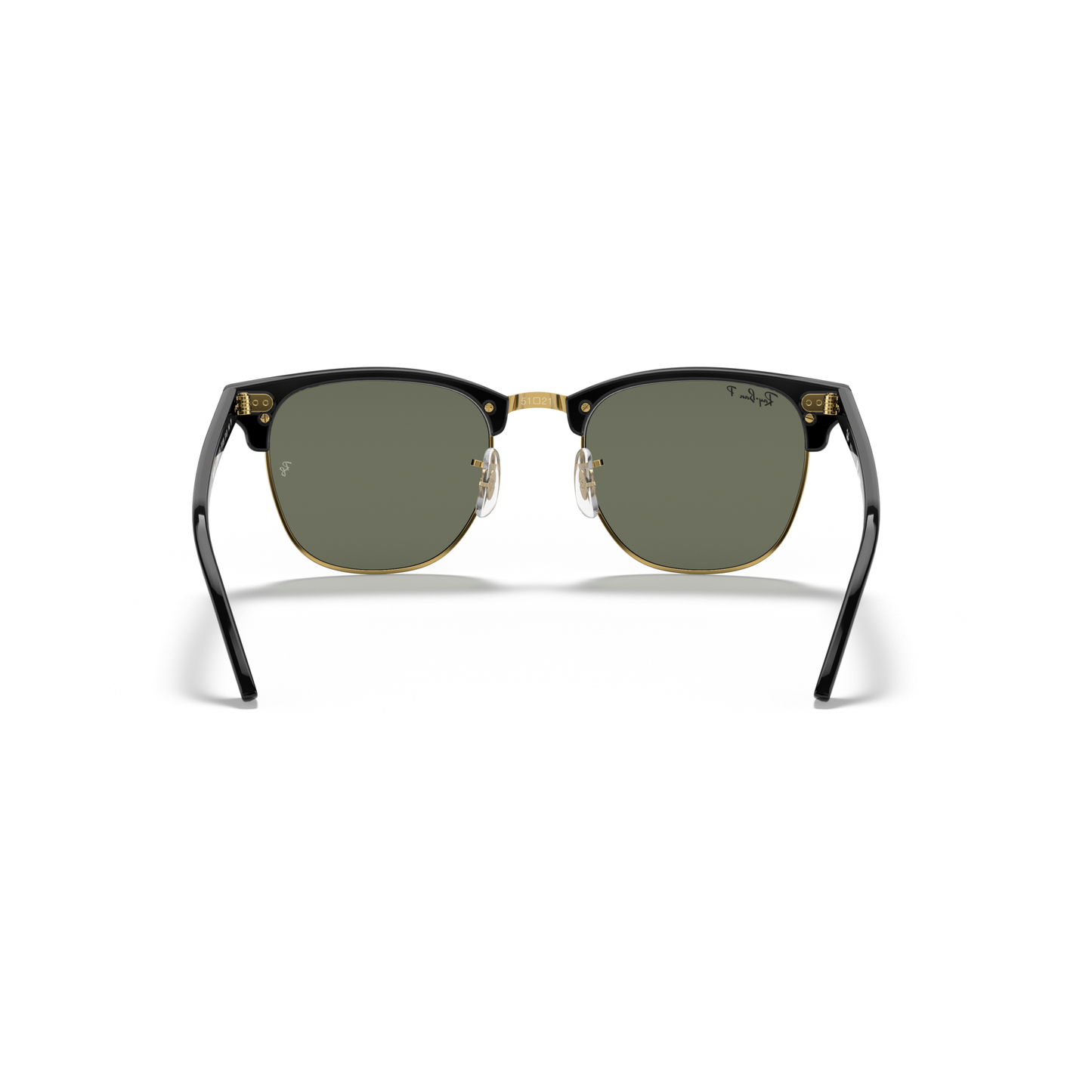 Sunglasses with black frame and green lenses on a white background Polished Black on Gold + G-15 Polarised