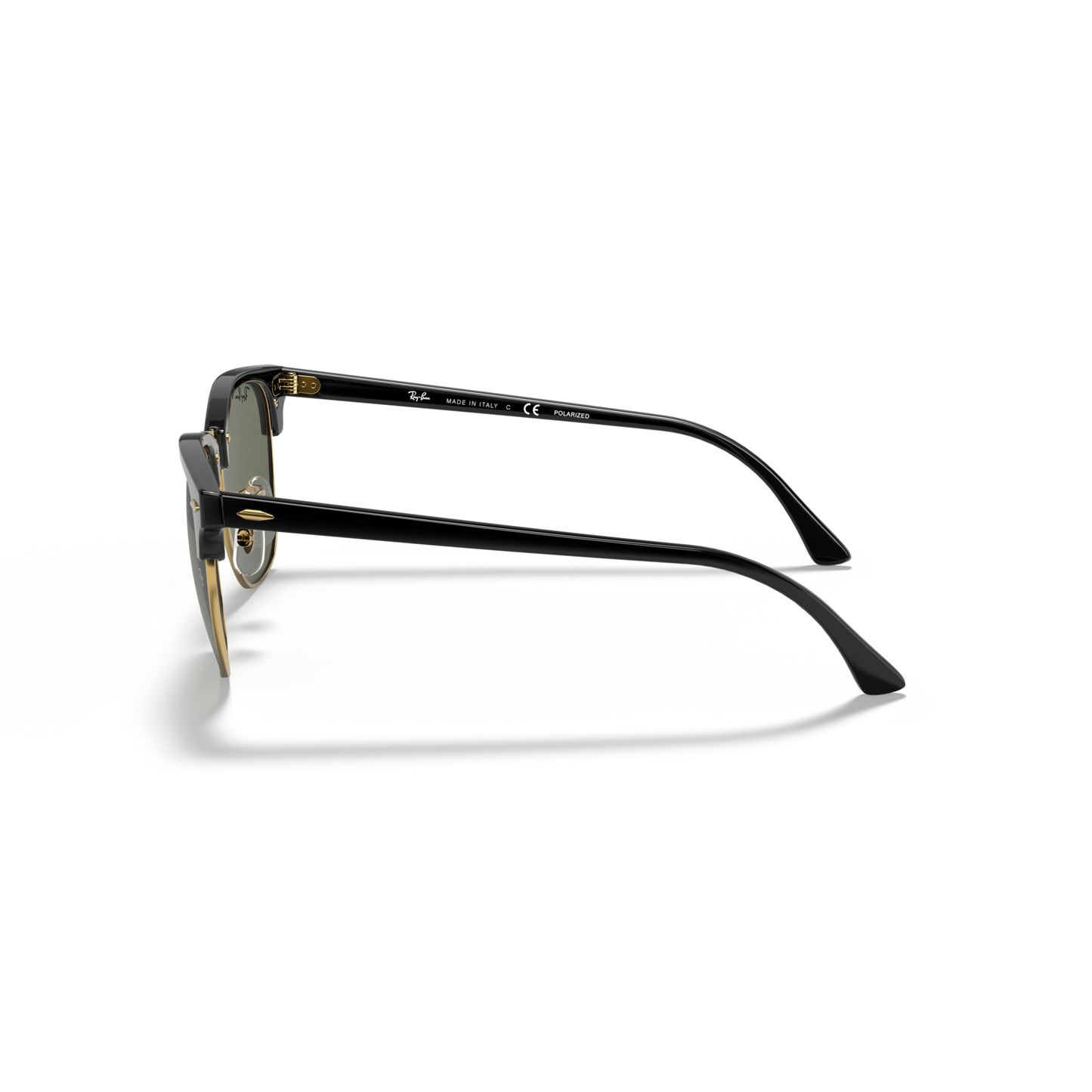 Black eyeglasses on a white background Polished Black on Gold + G-15 Polarised