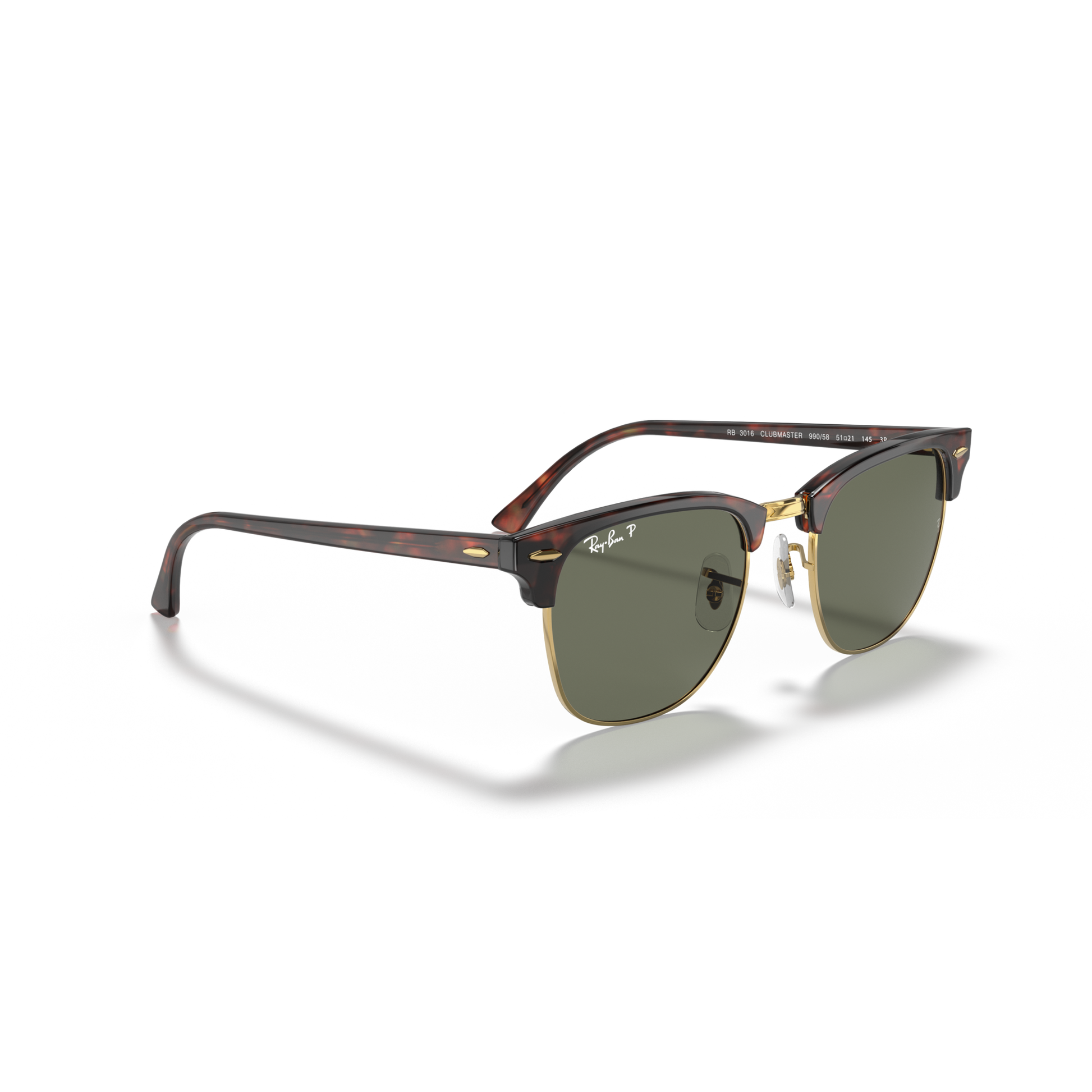 Sunglasses with a tortoiseshell frame on a white background Polished Tortoise on Gold + G-15 Polarised