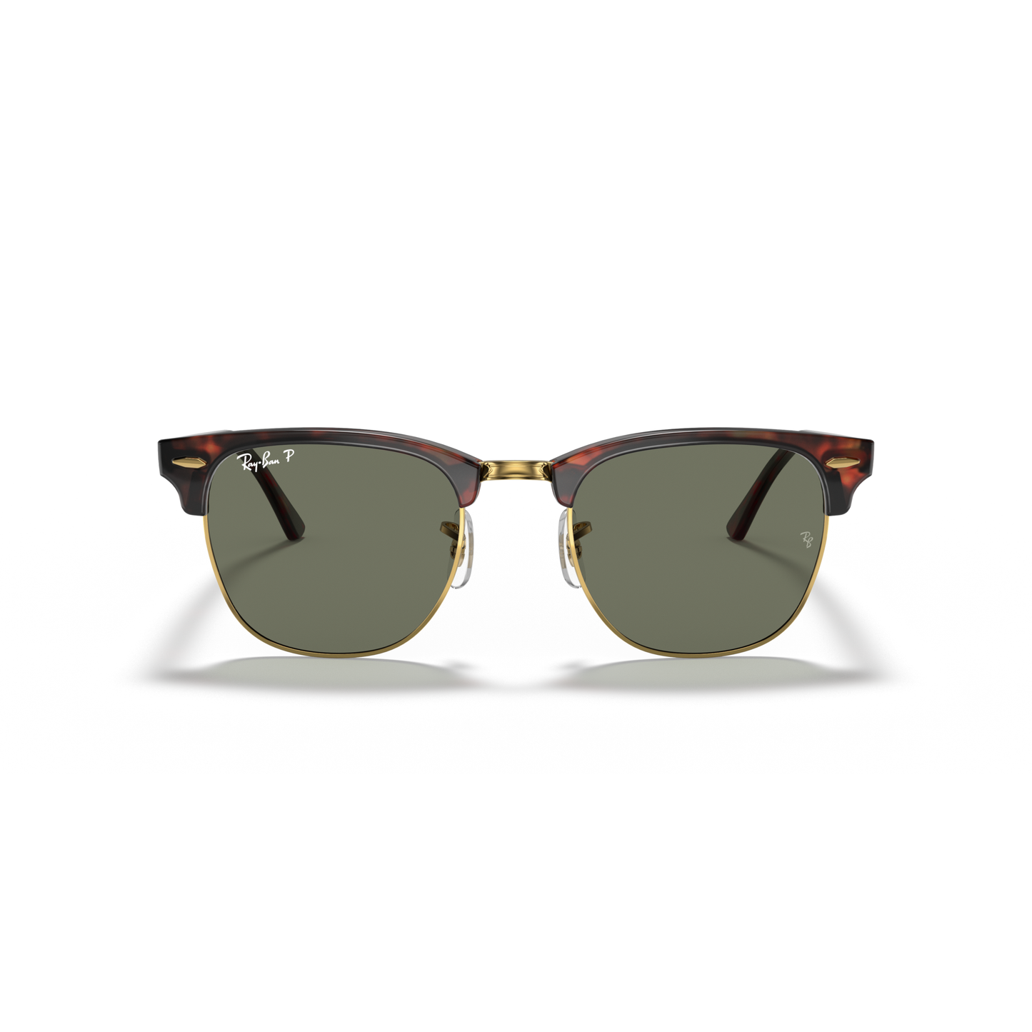 Round sunglasses with tortoiseshell frame and dark lenses on a white background Polished Tortoise on Gold + G-15 Polarised