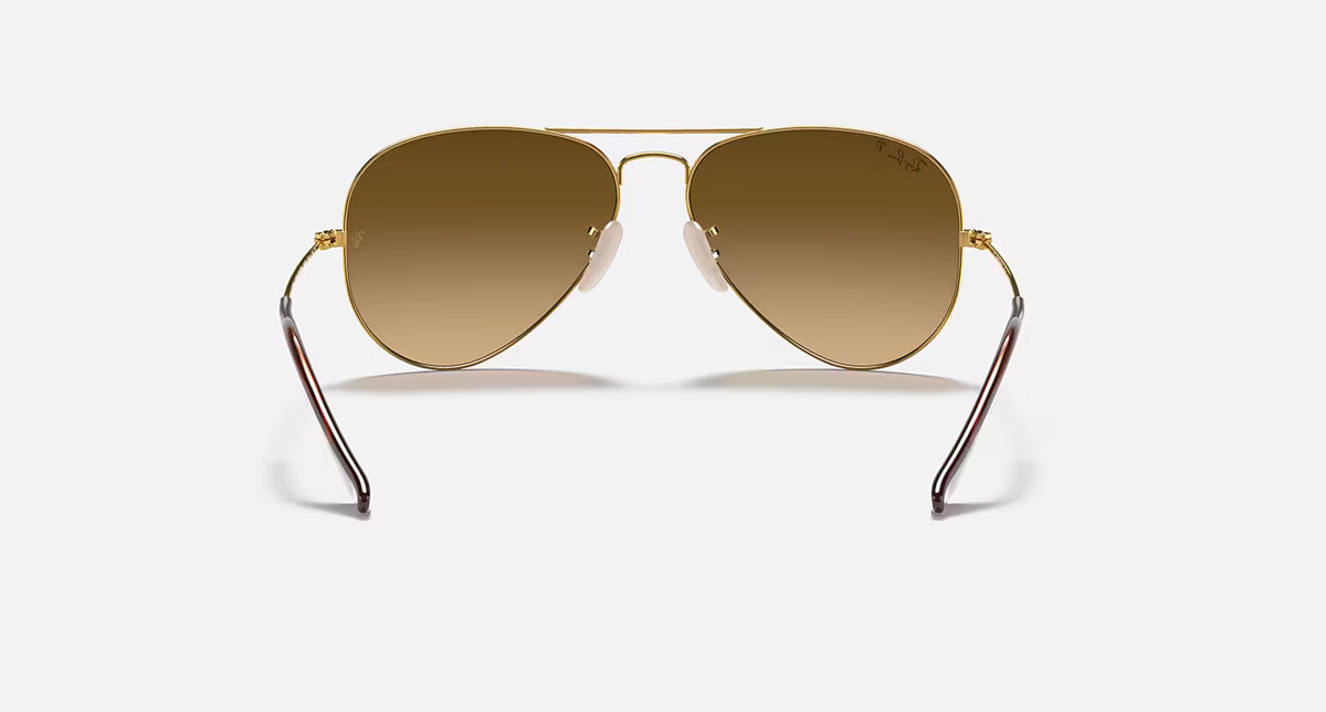 Ray-Ban Aviator Large Metal Gradient Sunglasses - Velocity 21 Polished Arista Gold + Brown Polarised