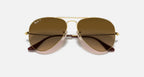 Ray-Ban Aviator Large Metal Gradient Sunglasses - Velocity 21 Polished Arista Gold + Brown Polarised