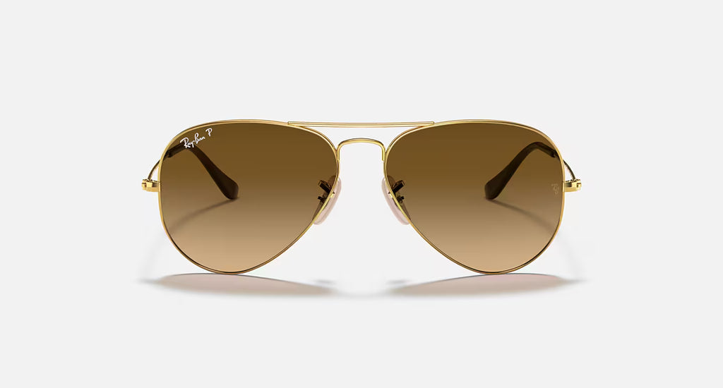 Ray-Ban Aviator Large Metal Gradient Sunglasses - Velocity 21 Polished Arista Gold + Brown Polarised