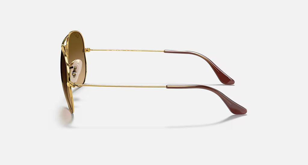 Ray-Ban Aviator Large Metal Gradient Sunglasses - Velocity 21 Polished Arista Gold + Brown Polarised