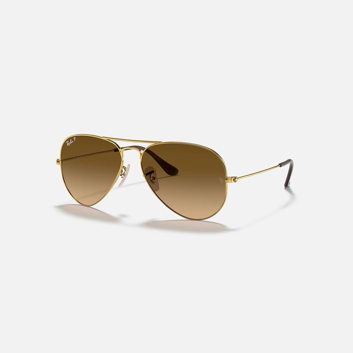 Ray-Ban Aviator Large Metal Gradient Sunglasses - Velocity 21 Polished Arista Gold + Brown Polarised