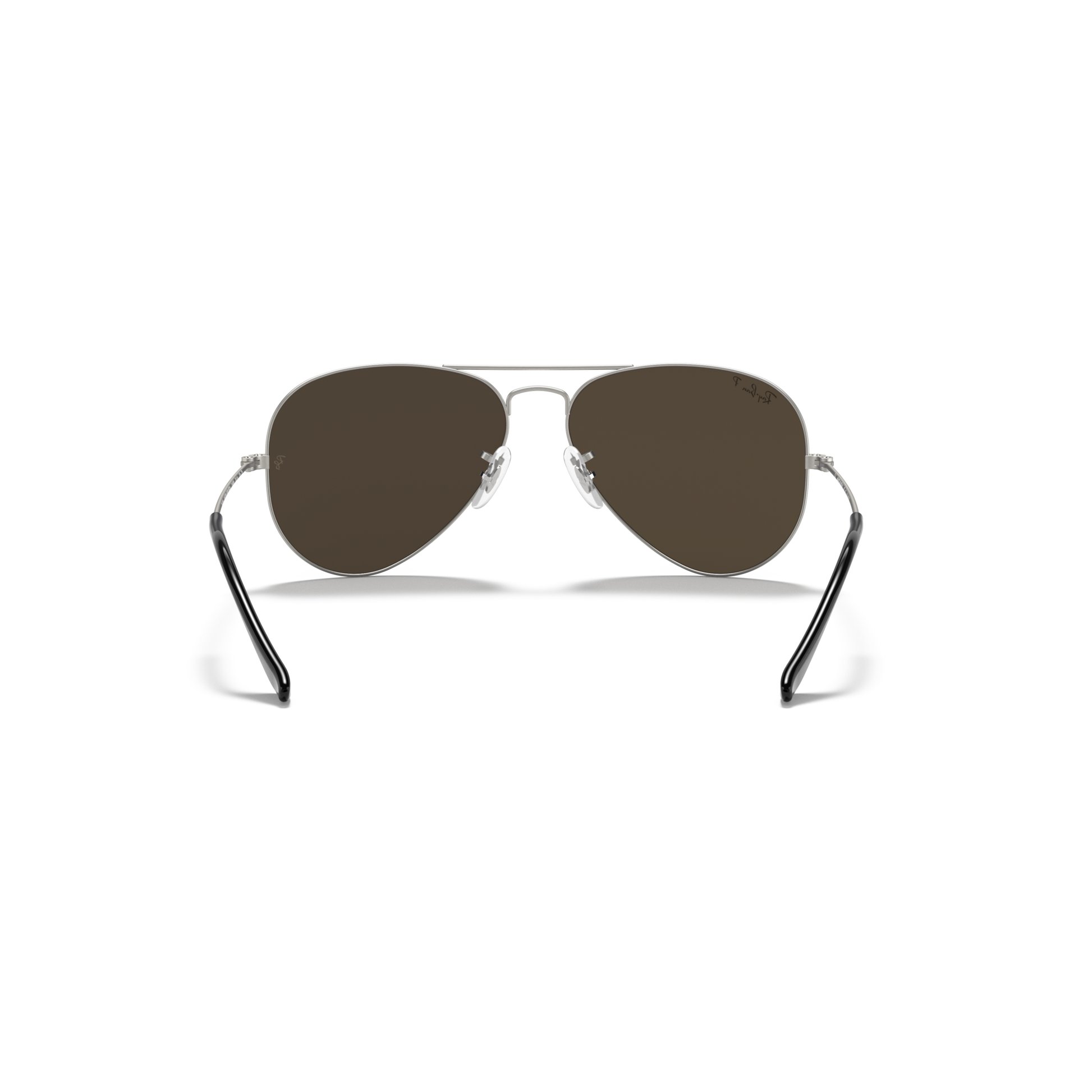 Aviator sunglasses with dark lenses on a white background Matte Silver + Dark Grey Mirror Polarised