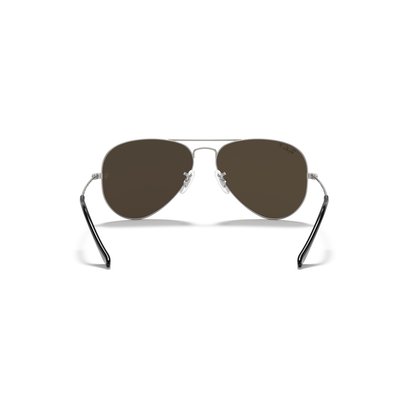 Aviator sunglasses with dark lenses on a white background Matte Silver + Dark Grey Mirror Polarised