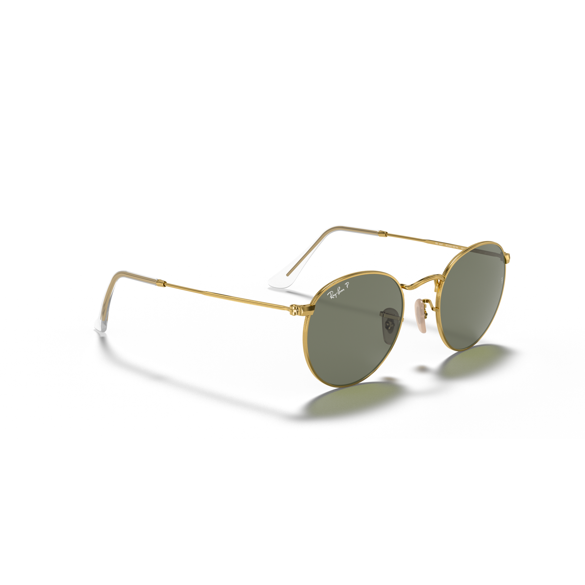 Gold-framed sunglasses with green lenses on a white background Polished Arista Gold + G-15 Green Polarised