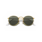 Gold-framed sunglasses with dark lenses on a white background Polished Arista Gold + G-15 Green Polarised