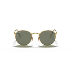 Round sunglasses with gold frame and dark lenses on a white background Polished Arista Gold + G-15 Green Polarised