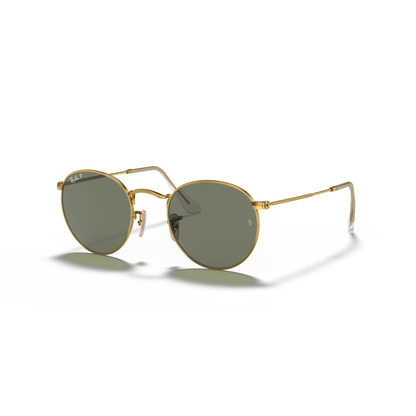 Gold-framed sunglasses with green lenses on a white background Polished Arista Gold + G-15 Green Polarised