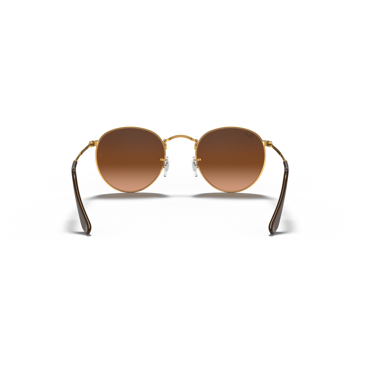 Round sunglasses with gold frame and brown lenses on a white background Polished Light Bronze + Pink/Brown Gradient