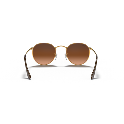 Round sunglasses with gold frame and brown lenses on a white background Polished Light Bronze + Pink/Brown Gradient