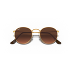Gold-framed sunglasses with brown lenses on a white background Polished Light Bronze + Pink/Brown Gradient