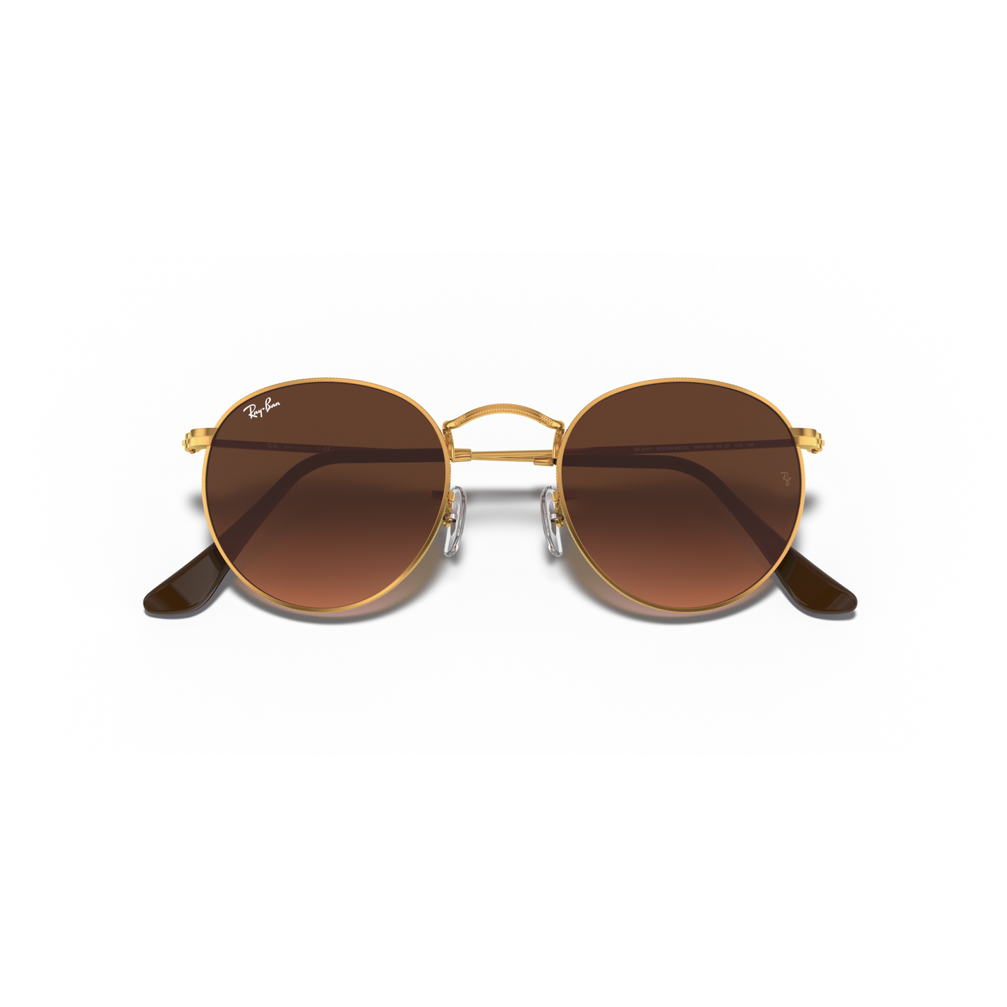 Gold-framed sunglasses with brown lenses on a white background Polished Light Bronze + Pink/Brown Gradient