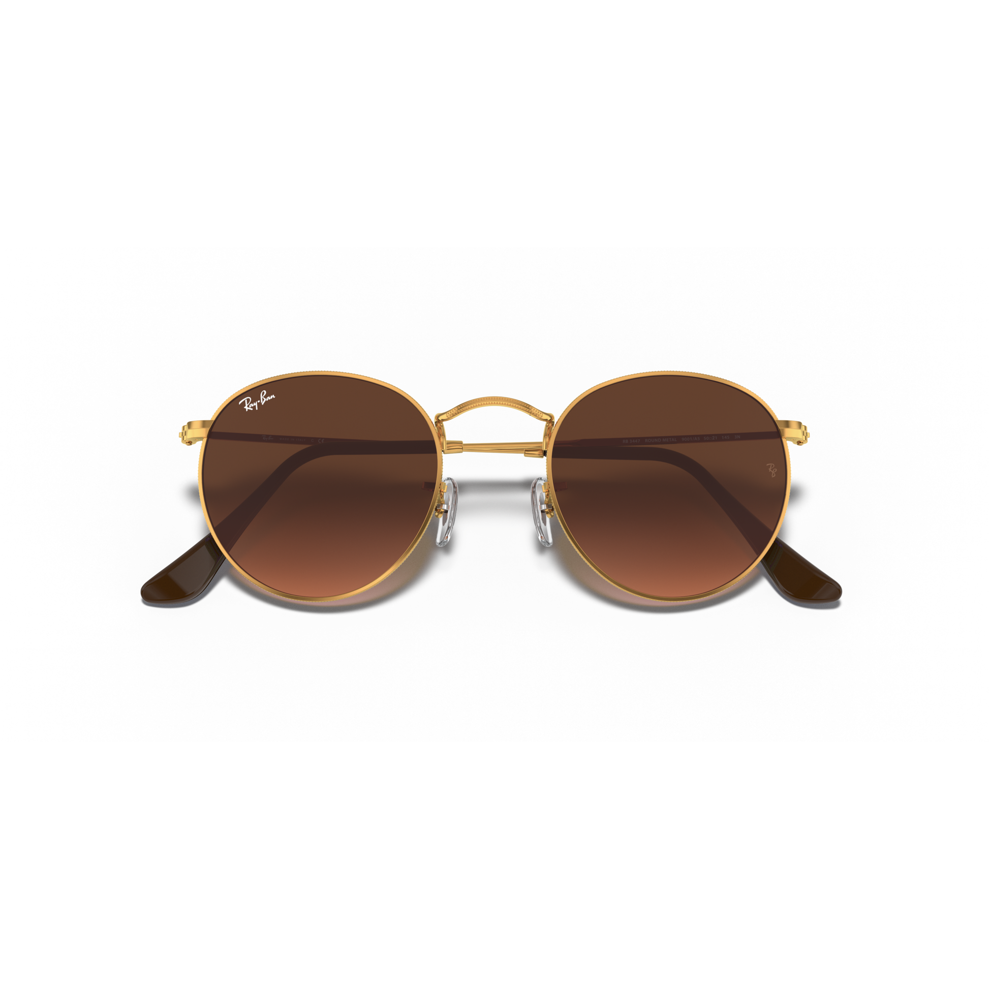 Gold-framed sunglasses with brown lenses on a white background Polished Light Bronze + Pink/Brown Gradient