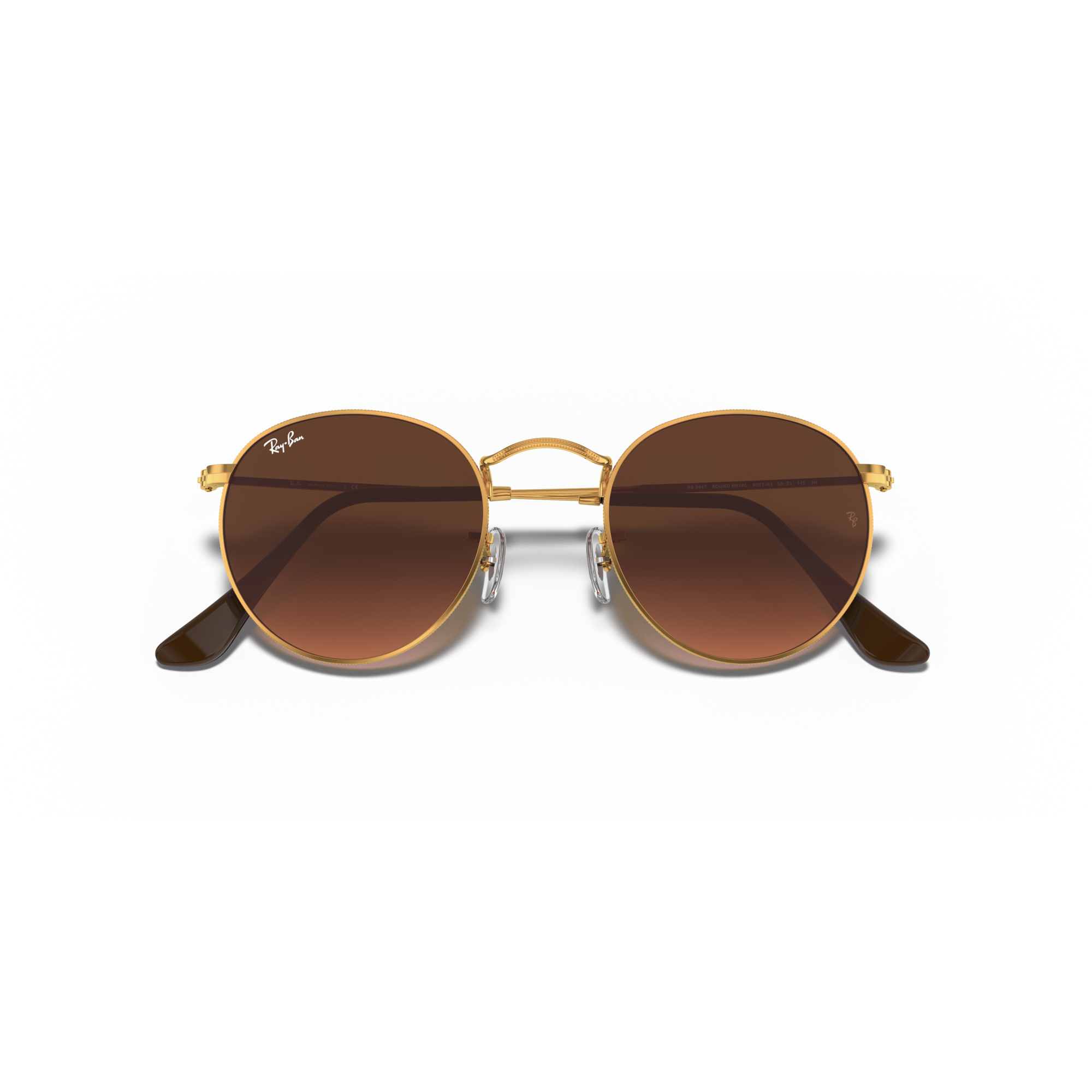 Gold-framed sunglasses with brown lenses on a white background Polished Light Bronze + Pink/Brown Gradient