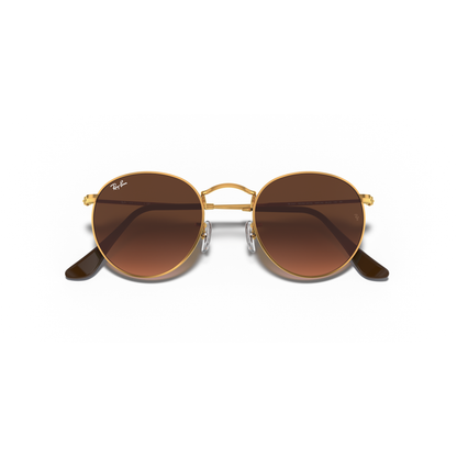 Gold-framed sunglasses with brown lenses on a white background Polished Light Bronze + Pink/Brown Gradient