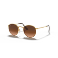 Round sunglasses with gold frame and brown lenses on a white background Polished Light Bronze + Pink/Brown Gradient